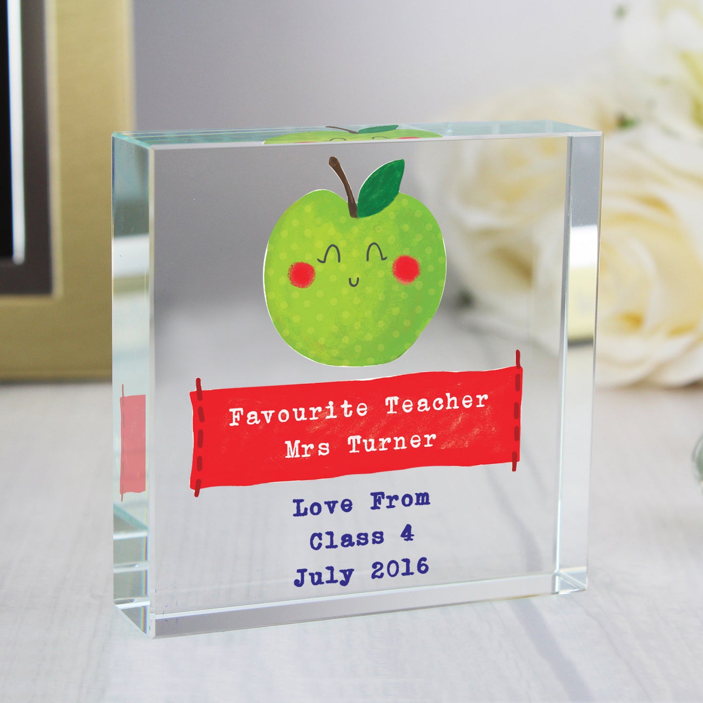 Personalised Apple for the Teacher Crystal Token