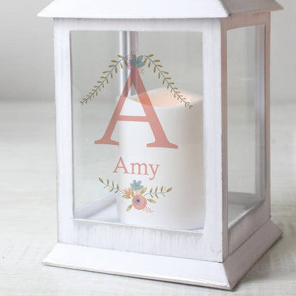 Personalised Floral Bouquet White Lantern