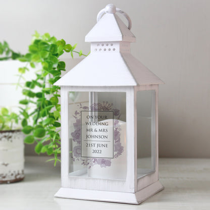 Personalised Soft Watercolour White Lantern