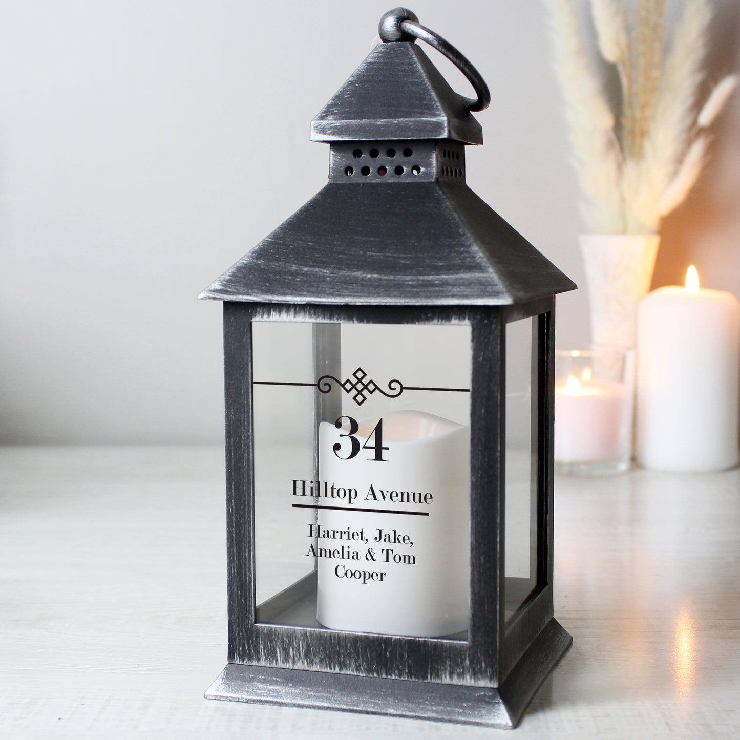 Personalised Elegant Diamond Rustic Black Lantern