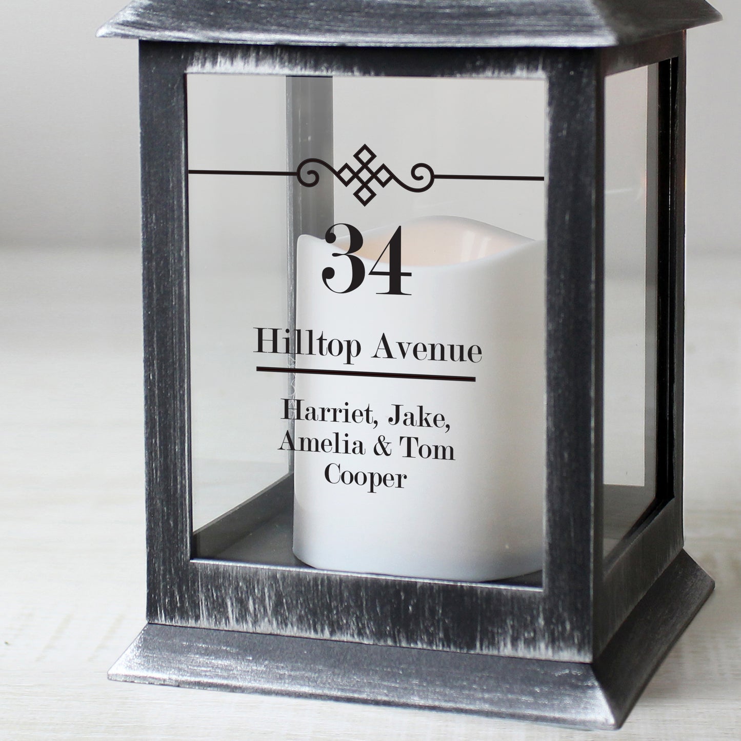 Personalised Elegant Diamond Rustic Black Lantern