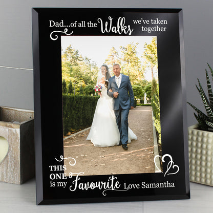 Personalised Of All the Walks... Wedding 5x7 Black Glass Photo Frame