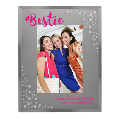 Personalised Bestie 6x4 Diamante Glass Photo Frame