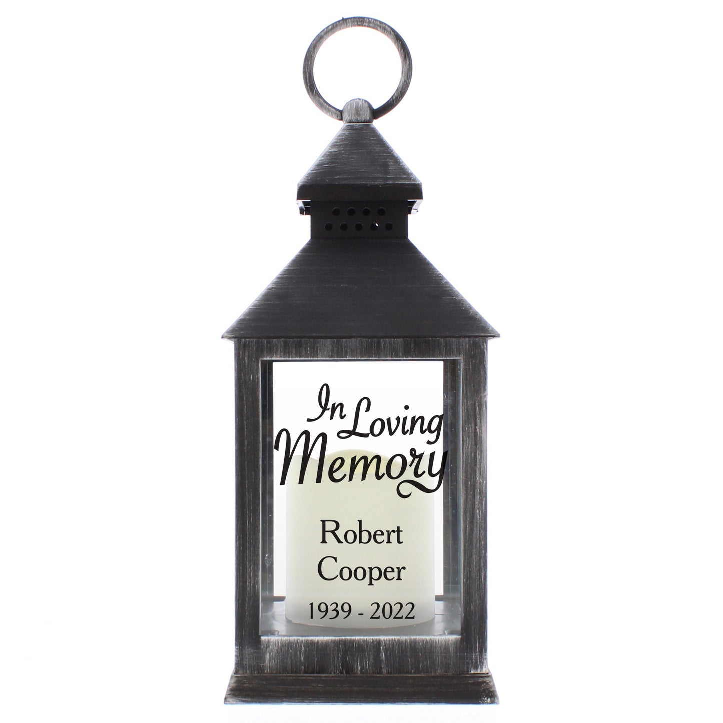 Personalised In Loving Memory Rustic Black Lantern