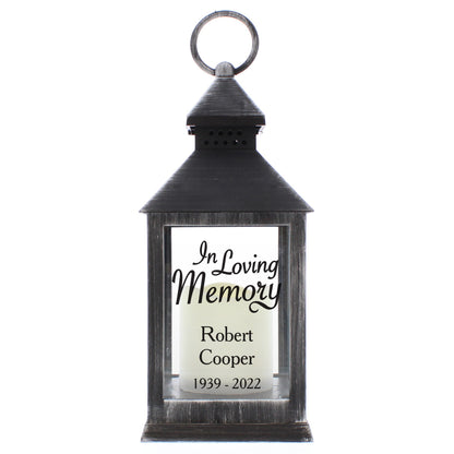 Personalised In Loving Memory Rustic Black Lantern