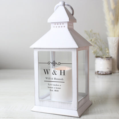 Personalised Elegant Diamond White Lantern