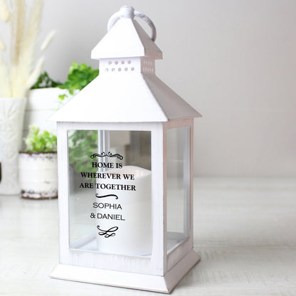 Personalised Antique Scroll White Lantern