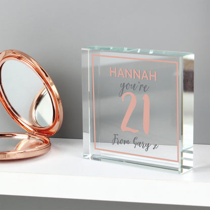 Personalised Birthday Rose Gold Crystal Token