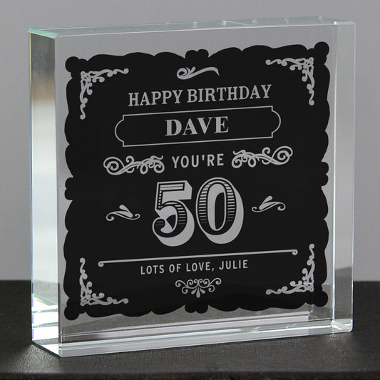 Personalised Birthday Vintage Typography Crystal Token