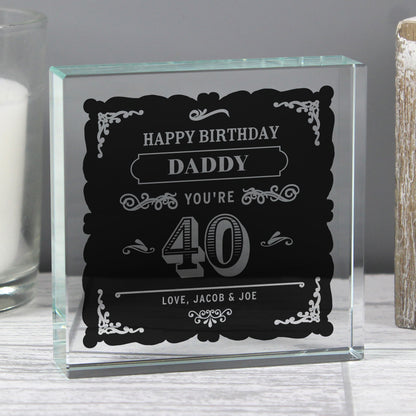 Personalised Birthday Vintage Typography Crystal Token