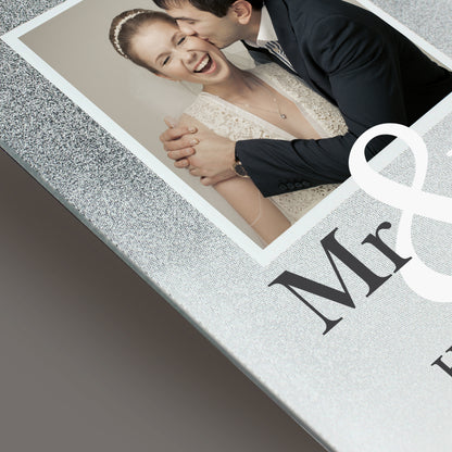 Personalised Mr & Mrs 4x4 Glitter Glass Photo Frame