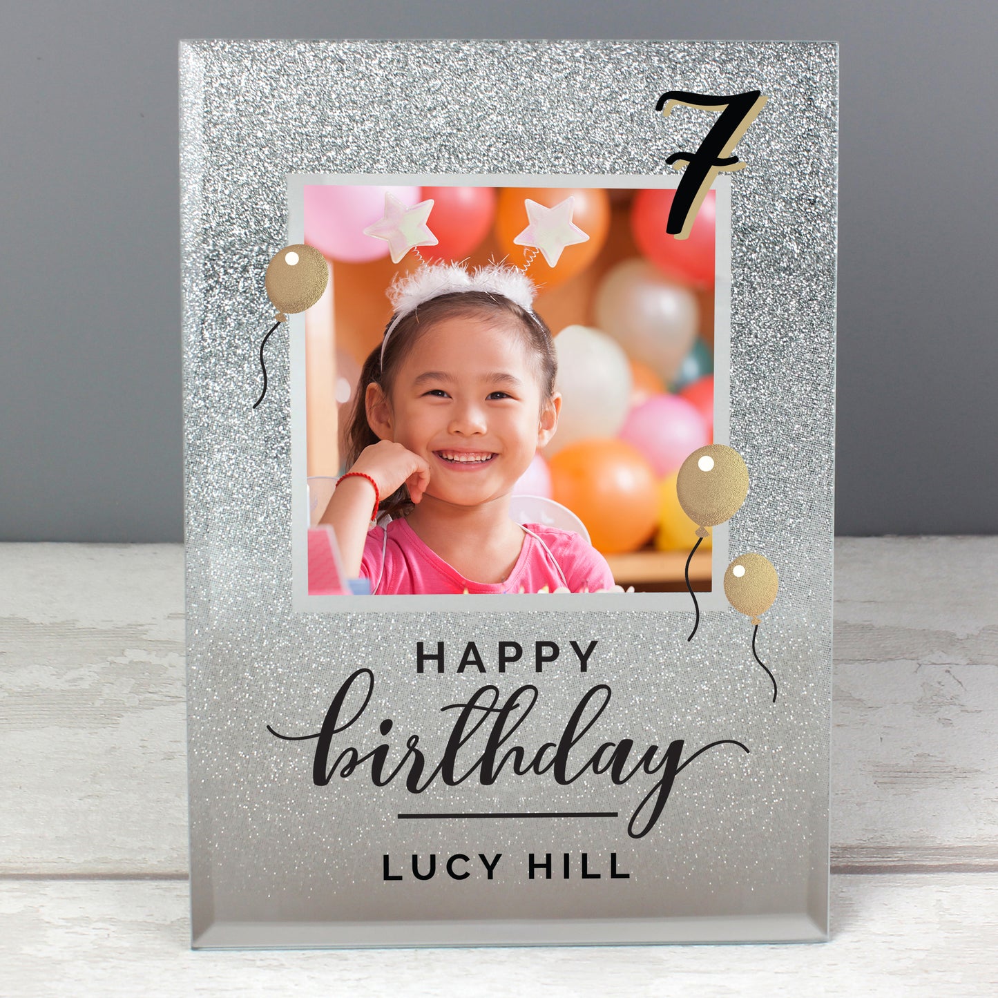 Personalised Birthday 4x4 Glitter Glass Photo Frame