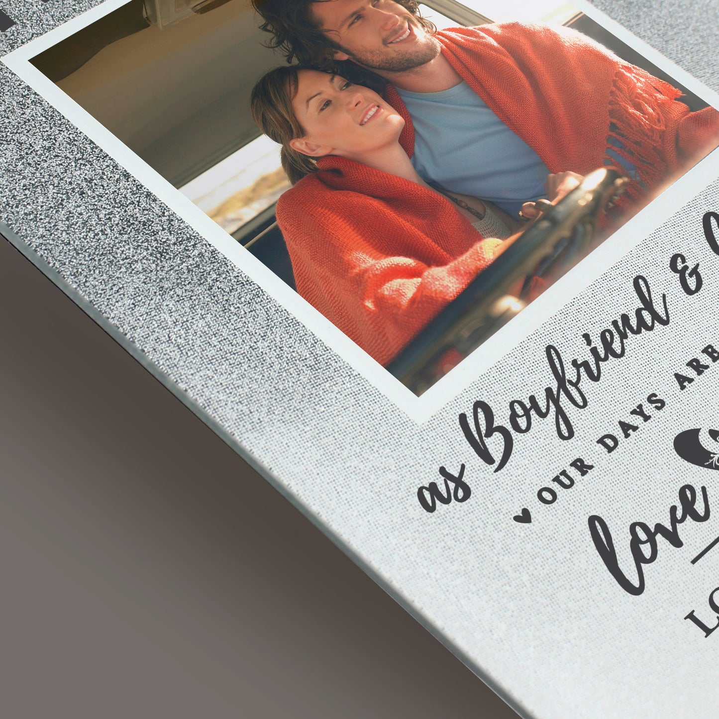 Personalised Anniversary 4x4 Glitter Glass Photo Frame