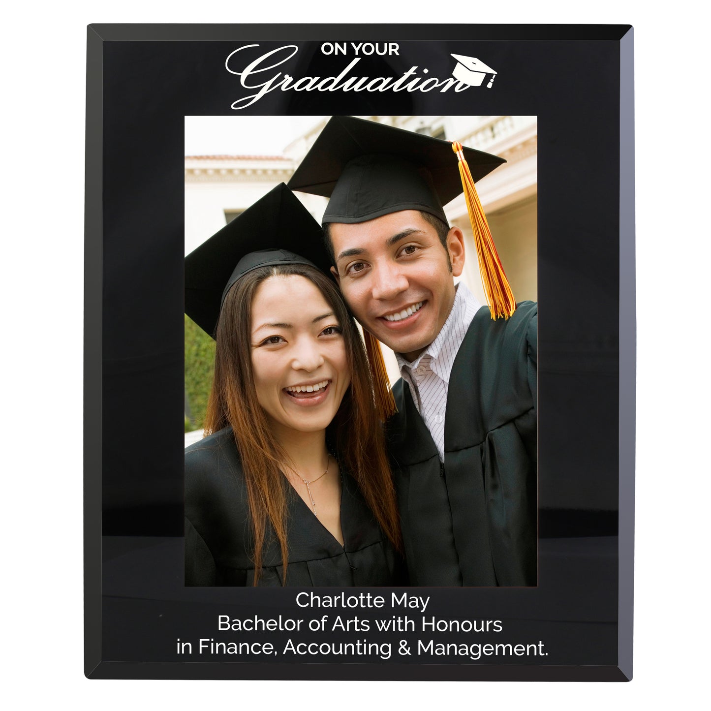 Personalised Graduation Black Glass 5x7 Photo Frame