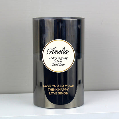 Personalised Opulent Smoked Glass LED Candle