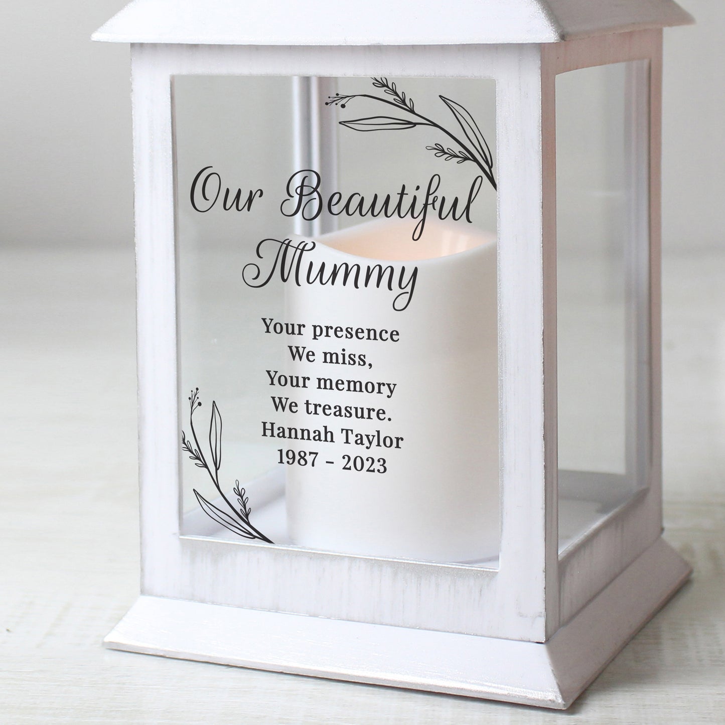 Personalised Memorial White Lantern