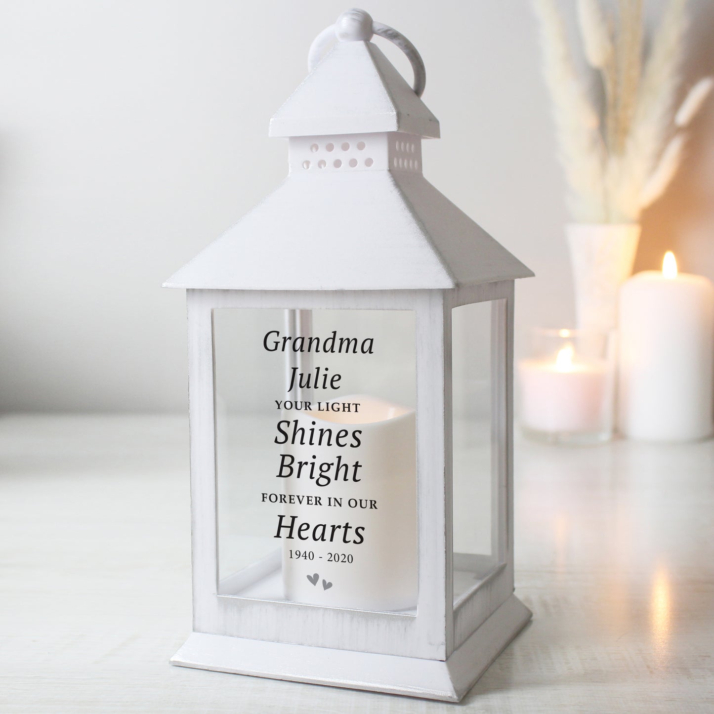 Personalised 'Your Light Shines Bright' White Lantern