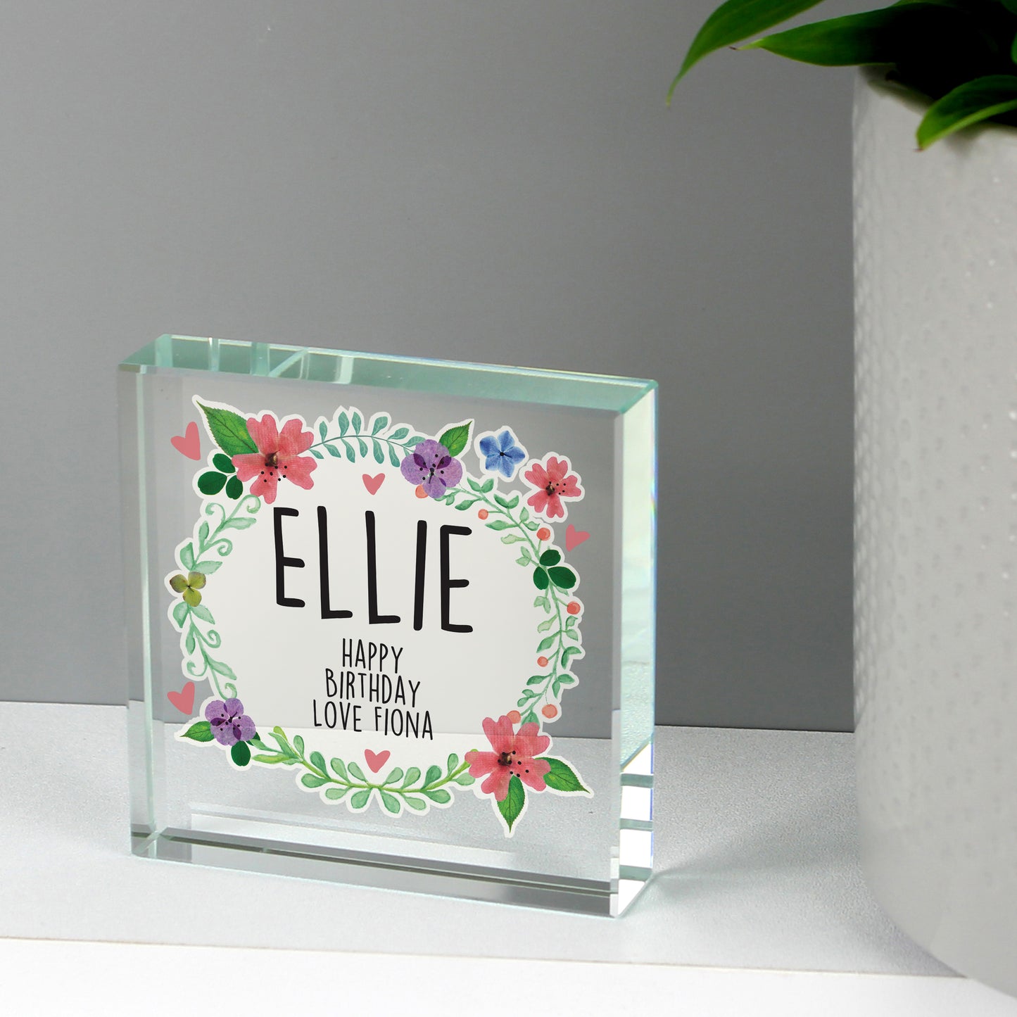 Personalised Floral Crystal Token