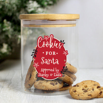 Personalised Christmas Glass Jar with Bamboo Lid