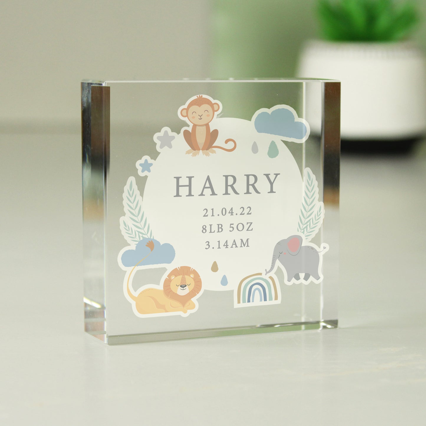 Personalised Safari Animals Crystal Token