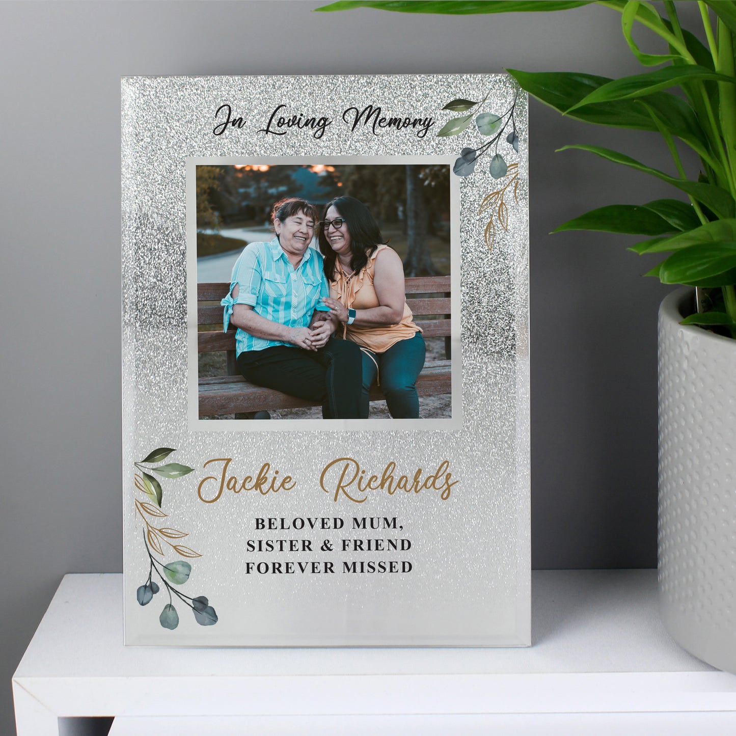 Personalised In Loving Memory 4x4 Glitter Frame