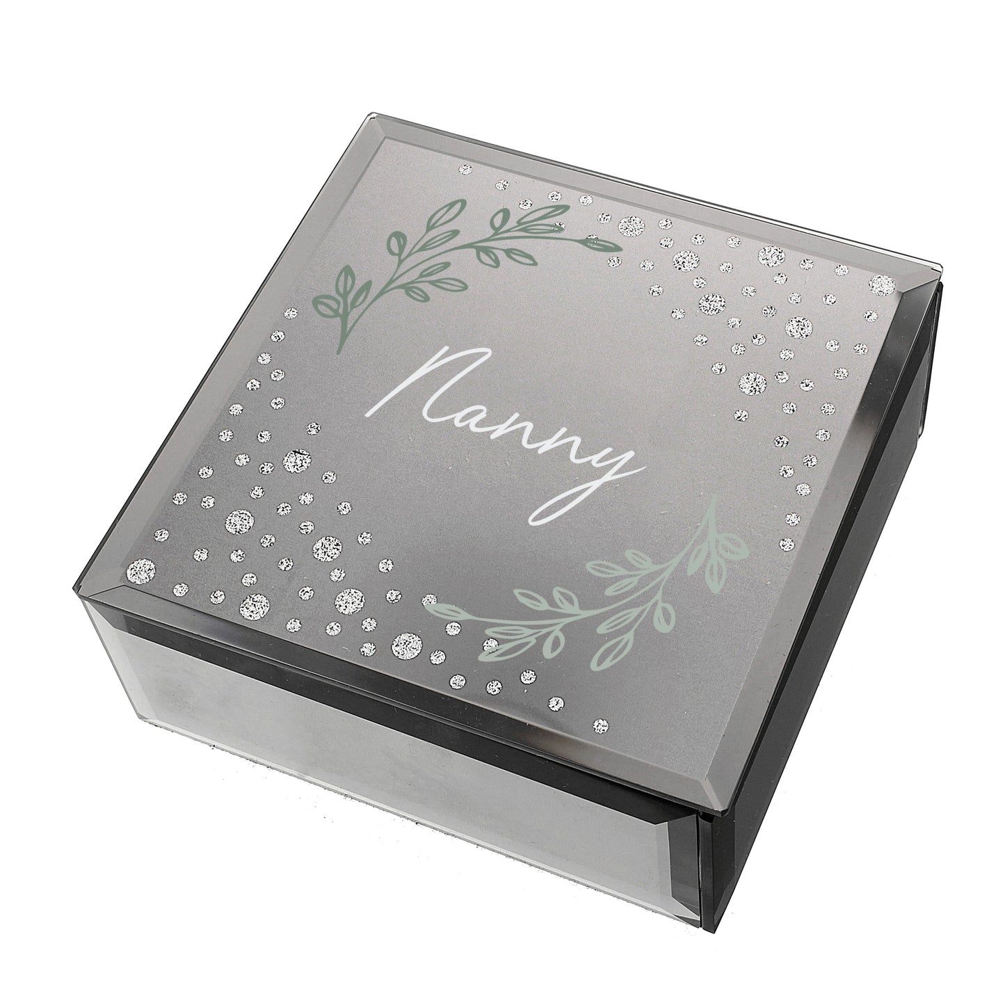 Personalised Botanical Diamante Mirrored Trinket Box