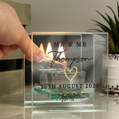 Personalised Wedding Mirrored Tealight Holder