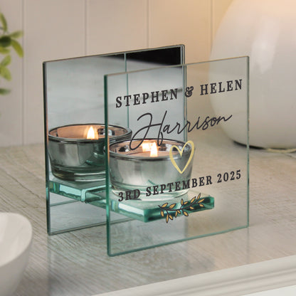 Personalised Wedding Mirrored Tealight Holder