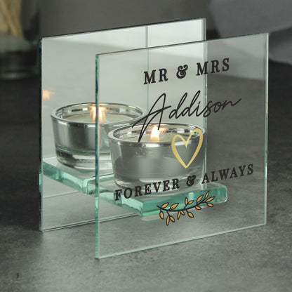 Personalised Wedding Mirrored Tealight Holder