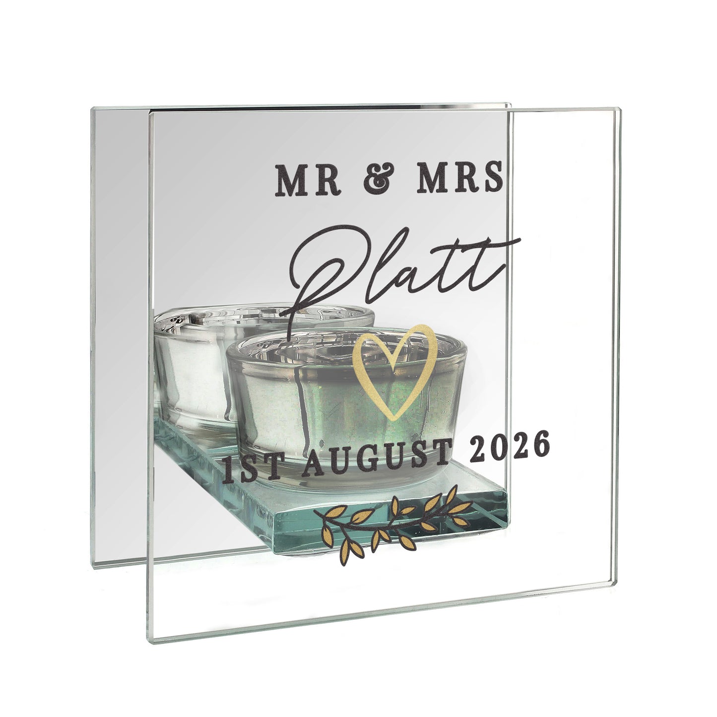 Personalised Wedding Mirrored Tealight Holder