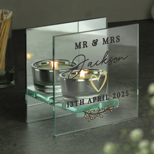 Personalised Wedding Mirrored Tealight Holder