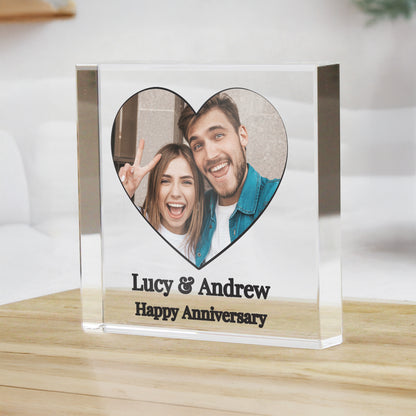 Personalised Heart Photo Upload Small Glass Ornament