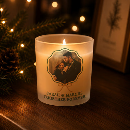 Personalised Scallop Bow Photo Upload Photo Jar Candle