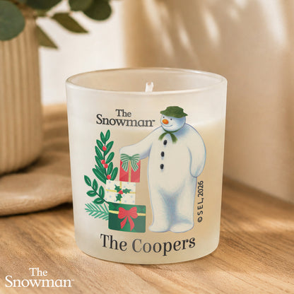 Personalised The Snowman Christmas Wishes Frosted Candle Jar