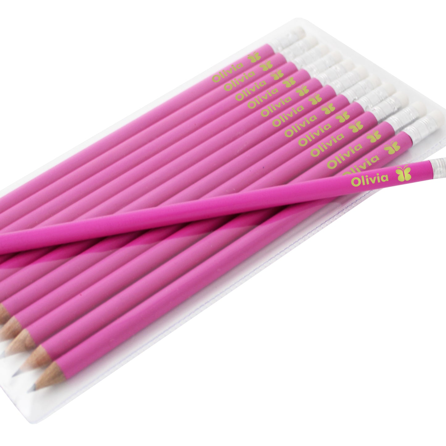 Personalised Butterfly Motif Pink Pencils