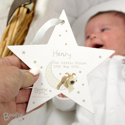 Personalised Boofle Baby Wooden Star Decoration