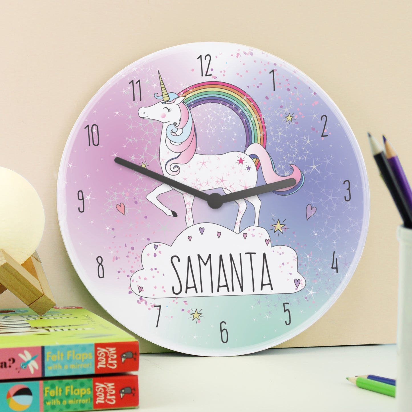 Personalised Unicorn Wooden Clock