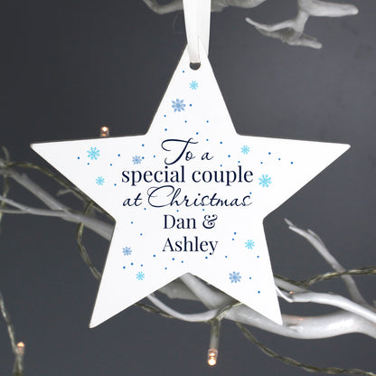 Personalised Special Couple Wooden Star Decoration