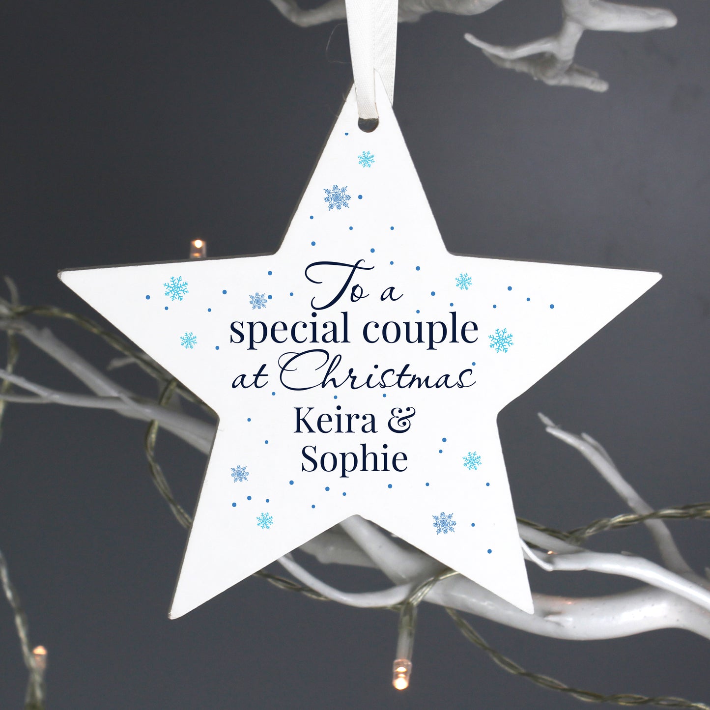 Personalised Special Couple Wooden Star Decoration