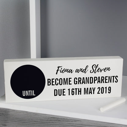 Personalised Classic Chalk Countdown Wooden Block Sign