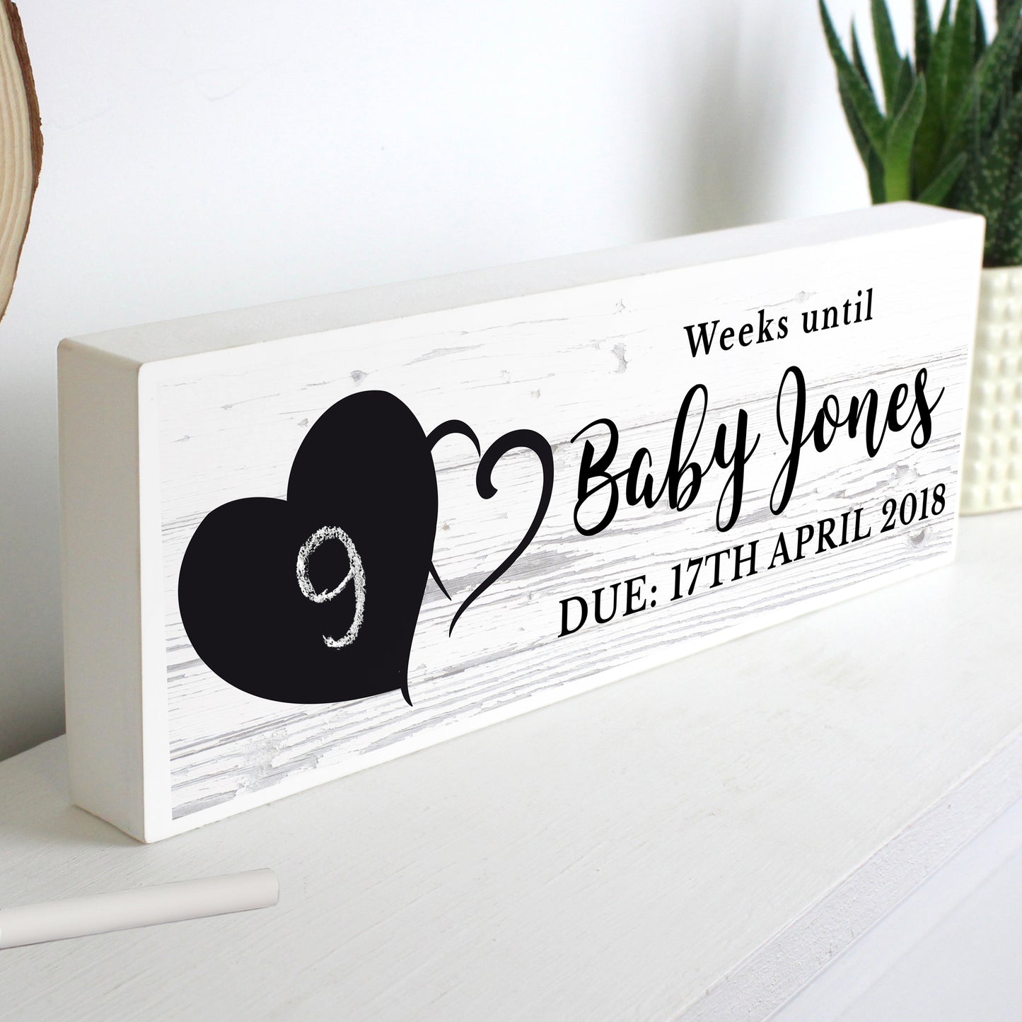 Personalised Rustic Chalk Countdown Wooden Block Sign