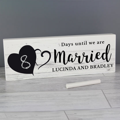 Personalised Rustic Chalk Countdown Wooden Block Sign