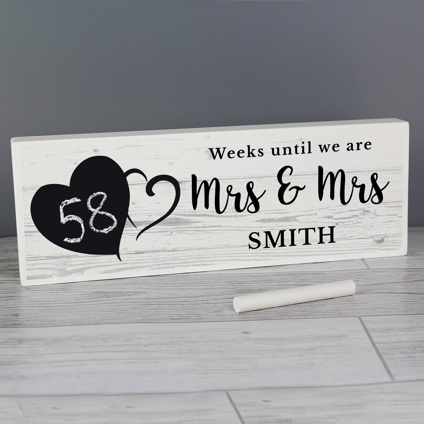 Personalised Rustic Chalk Countdown Wooden Block Sign