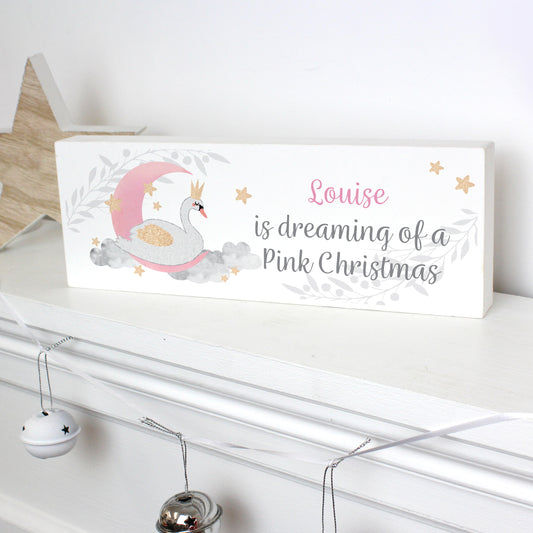 Personalised Swan Lake Wooden Block Sign