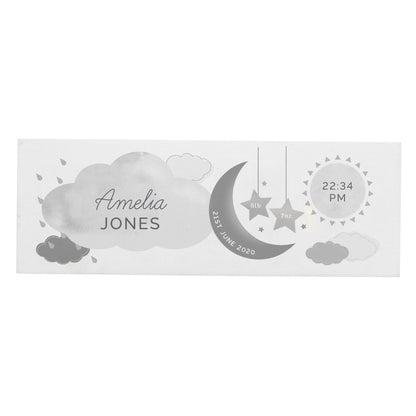 Personalised New Baby Moon & Stars Wooden Block Nursery Sign