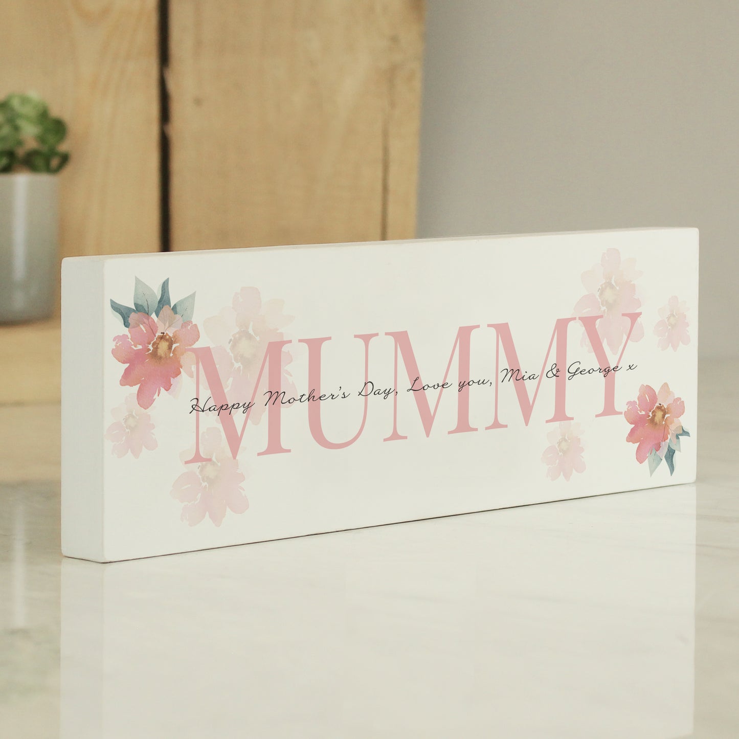 Personalised Floral Sentimental Wooden Block Sign