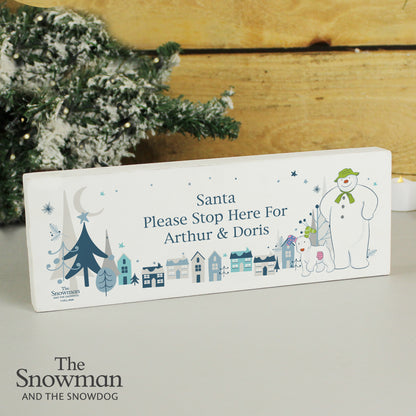 Personalised The Snowman and the Snowdog Wooden Block Sign