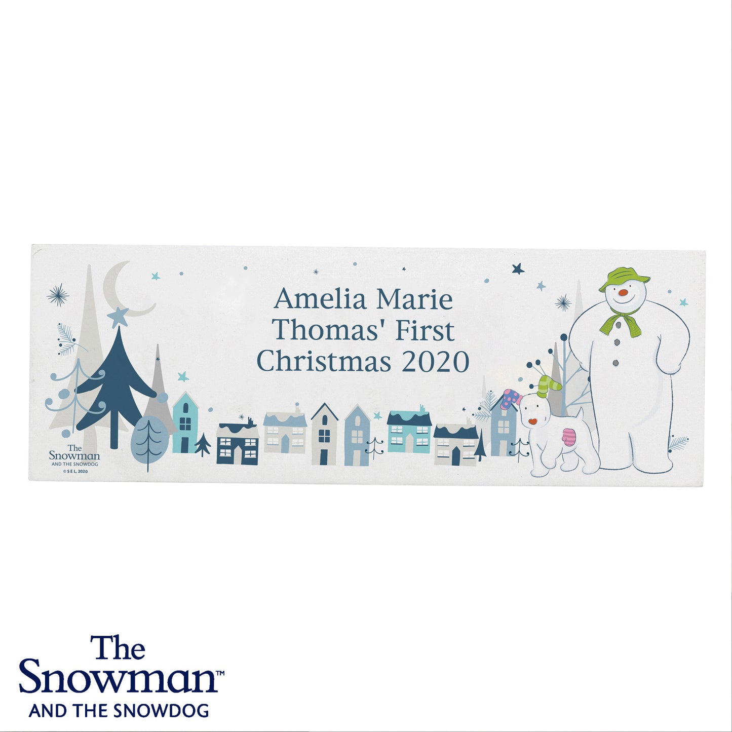 Personalised The Snowman and the Snowdog Wooden Block Sign