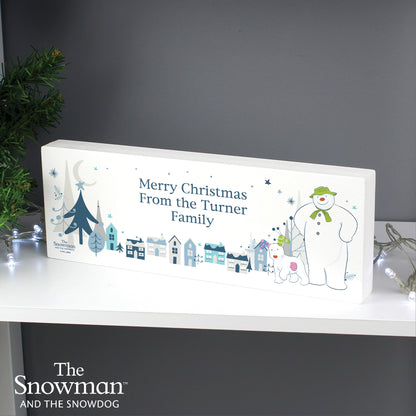 Personalised The Snowman and the Snowdog Wooden Block Sign