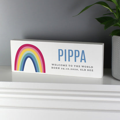 Personalised Rainbow Wooden Block Sign